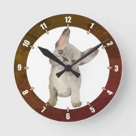   Cute Puppy Bulldog Wall Clock Runde Wanduhr