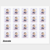 Cute Puppy Captain Square Sticker (Blatt)