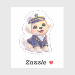 Cute Puppy Captain Sticker