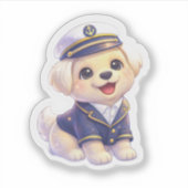Cute Puppy Captain Sticker (Vorderseite)