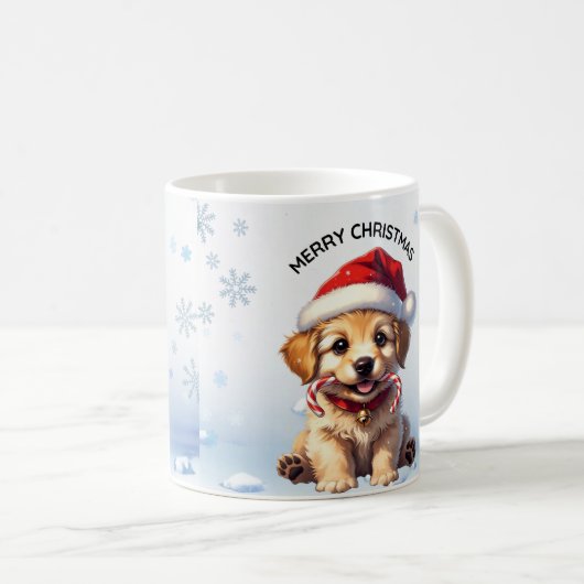 Cute Puppy Christmas Golden Retriever Holiday Kaffeetasse (VorderseiteRechts)