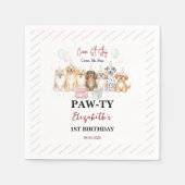Cute Puppy Dog Boy 1st Birthday | Pawty Time First Serviette (Vorderseite)