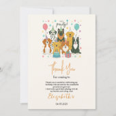 Cute Puppy Dog Boy 5th Birthday | Pawty Time First Dankeskarte (Vorderseite)