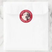 Cute Puppy Dog Merry Christmas Peace Red Runder Aufkleber (Tasche)