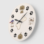 Cute Puppy Dog, Paw Prints and Bone Boys Große Wanduhr (Winkel)