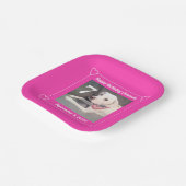 Cute Puppy Dog Photo Birthday 7 Hearts Hot Pink Pappteller (Gewinkelt)