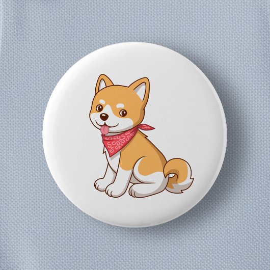 Cute Puppy Dog Shiba Inu Button