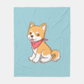 Cute Puppy Dog Shiba Inu on Blue Fleecedecke (Vorderseite)