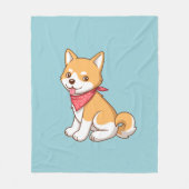 Cute Puppy Dog Shiba Inu on Blue Fleecedecke (Vorderseite)