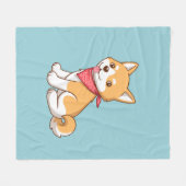 Cute Puppy Dog Shiba Inu on Blue Fleecedecke (Vorderseite (Horizontal))