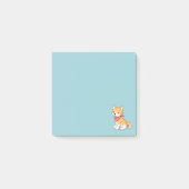 Cute Puppy Dog Shiba Inu on Blue Post-it Klebezettel (Vorderseite)