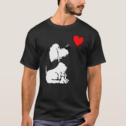 Cute Puppy Dog with Heart Cartoon for Dog Lovers T-Shirt (Vorderseite)