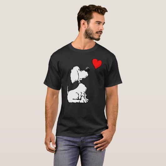 Cute Puppy Dog with Heart Cartoon for Dog Lovers T-Shirt (Vorne ganz)