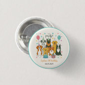 Cute Puppy Dogs Boy 5th Birthday Party Button (Vorne & Hinten)