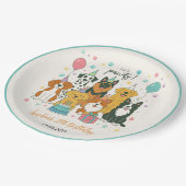 Cute Puppy Dogs Boy 5th Birthday Party Pappteller (Schrägansicht)