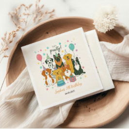 Cute Puppy Dogs Boy 5th Birthday Party Serviette