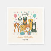 Cute Puppy Dogs Boy 5th Birthday Party Serviette (Vorderseite)