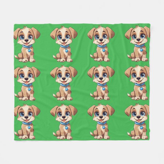 Cute Puppy Fleece Blanket (Vorderseite (Horizontal))