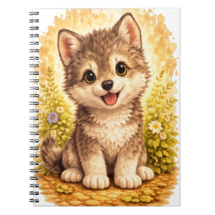 Cute Puppy Floral Spiral Notebook Kawaii Notizblock