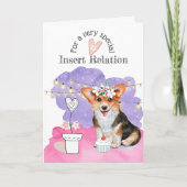 Cute puppy FOR HER PINK purple string lights verse Karte (Vorderseite)