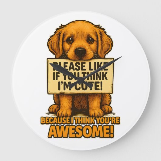 Cute Puppy, Funny Dog Lover Quote Große Wanduhr (Vorderseite)