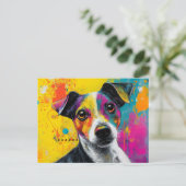 Cute Puppy Funny Dog Mixed Media Animal Pet Postkarte (Stehend Vorderseite)