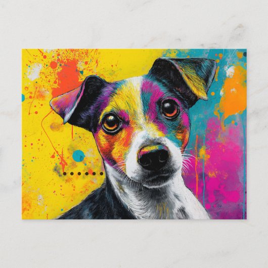 Cute Puppy Funny Dog Mixed Media Animal Pet Postkarte (Vorderseite)