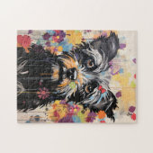 Cute Puppy Funny Dog Mixed Media Animal Pet Puzzle (Horizontal)