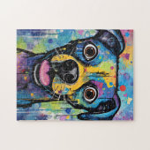 Cute Puppy Funny Dog Mixed Media Animal Pet Puzzle (Horizontal)