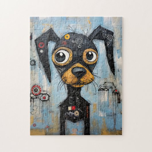 Cute Puppy Funny Dog Mixed Media Animal Pet Puzzle (Vertikal)