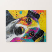 Cute Puppy Funny Dog Mixed Media Animal Pet Puzzle (Horizontal)