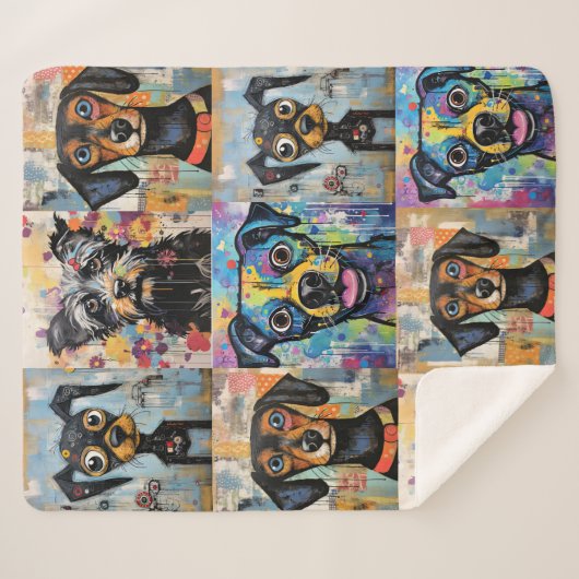 Cute Puppy Funny Dog Mixed Media Animal Pet Sherpadecke (Vorderseite (Horizontal))