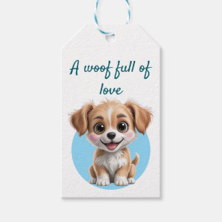 Cute Puppy Gift Tag with Custom Text Geschenkanhänger