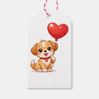 Cute Puppy Heart Balloon Valentines Design Geschenkanhänger