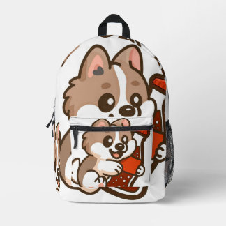 Cute Puppy Hugging Soda Bottle Bedruckter Rucksack