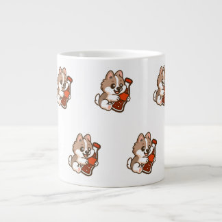 Cute Puppy Hugging Soda Bottle Jumbo-Tasse