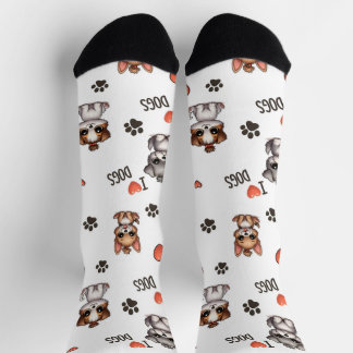 Cute Puppy I Love Dogs Pattern Crew Socks Socken