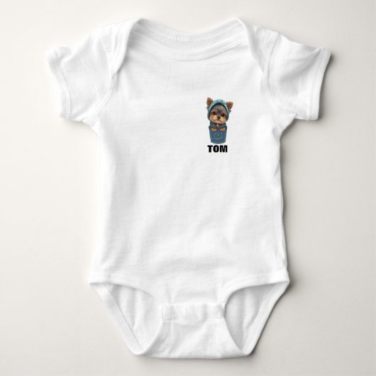 Cute Puppy in a Pocket Baby Bodysuit Baby Strampler (Vorderseite)