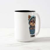 Cute Puppy in a Pocket Two-Tone Coffee Mug Zweifarbige Tasse (VorderseiteRechts)