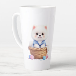 Cute Puppy in Basket Latte Mug Milchtasse