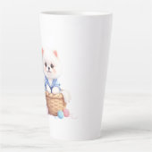 Cute Puppy in Basket Latte Mug Milchtasse (Vorderseite)