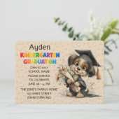 Cute Puppy Kindergarten Graduation Invitation Einladung (Stehend Vorderseite)