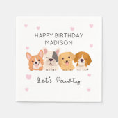 Cute Puppy Paper Napkins Lets Pawty Tableware Serviette (Vorderseite)