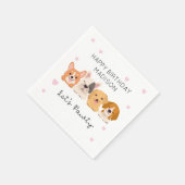 Cute Puppy Paper Napkins Lets Pawty Tableware Serviette (Ecke)