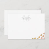 Cute Puppy Paw Prints Watercolor Custom Name Mitteilungskarte (Vorne/Hinten)