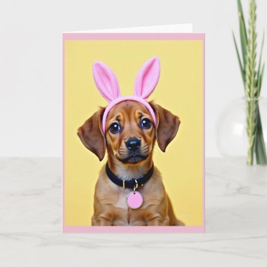 Cute Puppy Rabbit Ears Card Karte (Vorderseite)