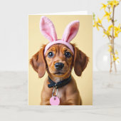 Cute Puppy Rabbit Ears Photo Card Karte (Gelbe Blume)