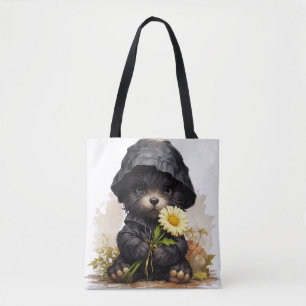 Cute Puppy Rain Tote Bag Kawaii Dog Tasche