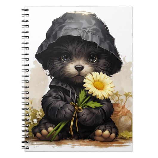 Cute Puppy Raincoat Kawaii Notebook Notizblock (Vorderseite)
