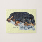 cute puppy rottweiler cuddling teddy bear puzzle (Horizontal)